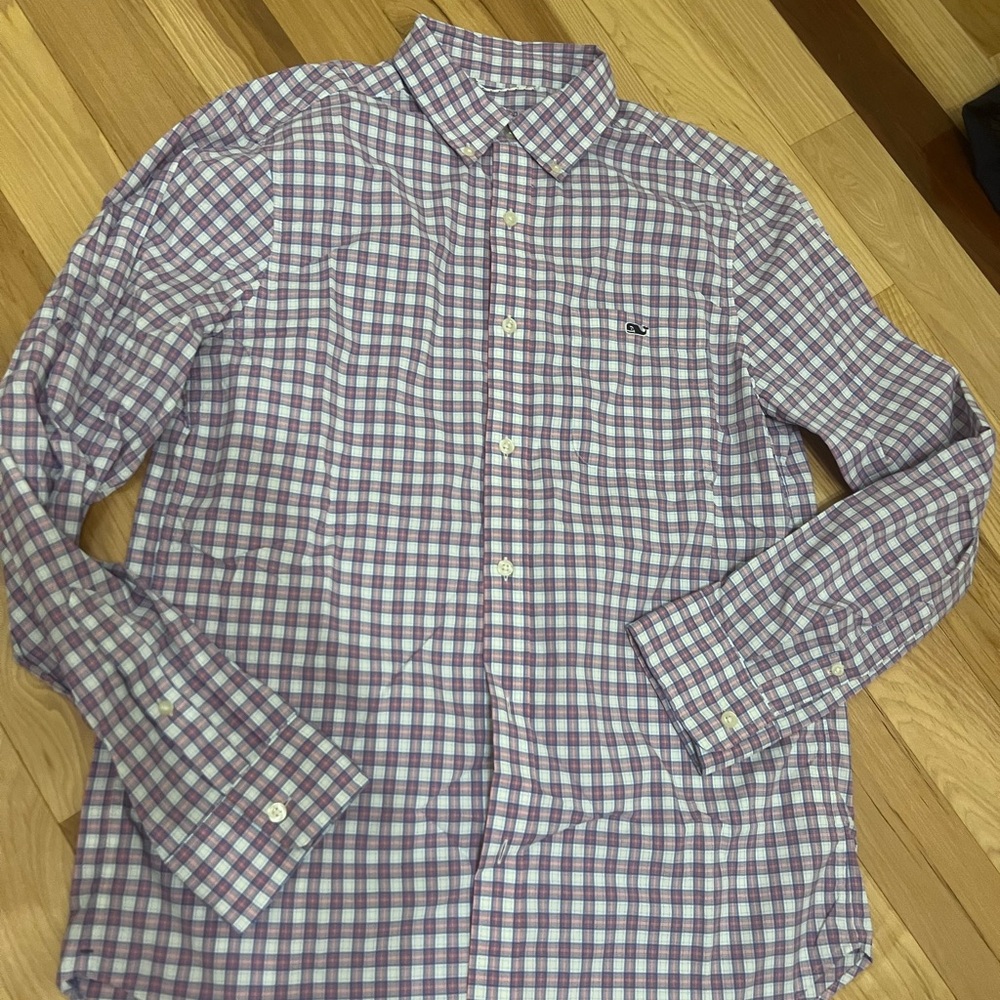 Vineyard Vines Blue and White Plaid Shirt